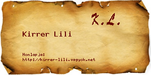 Kirrer Lili névjegykártya